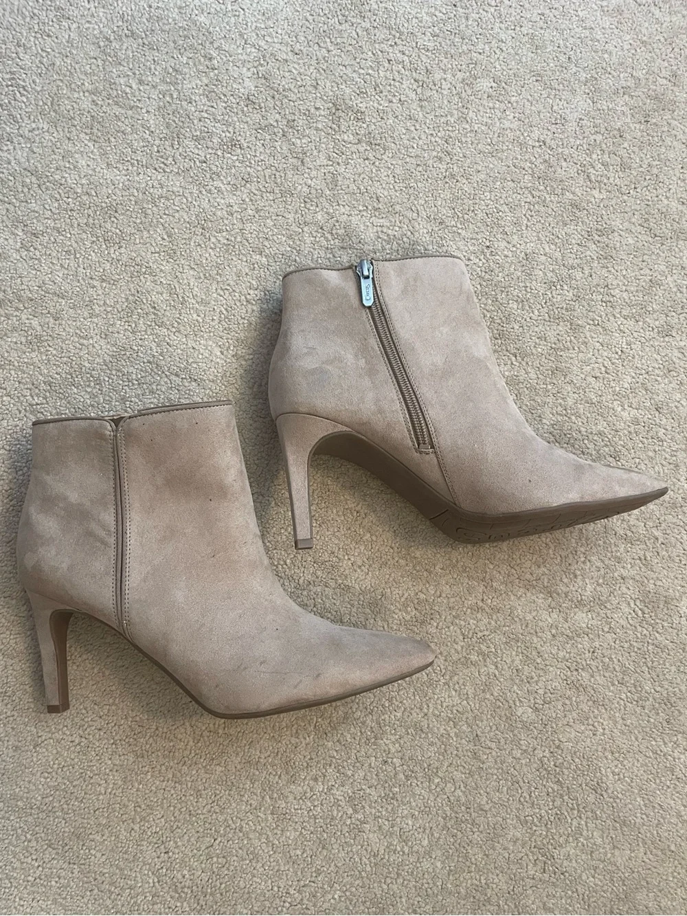 Circus by Sam Edelman Taupe Suede Pointed Toe Ankle Booties